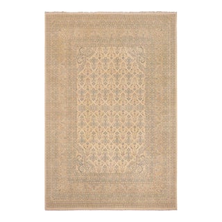 Boho Chic Beige/Blue Wool Rug - 9'3'' X 12'2'' For Sale