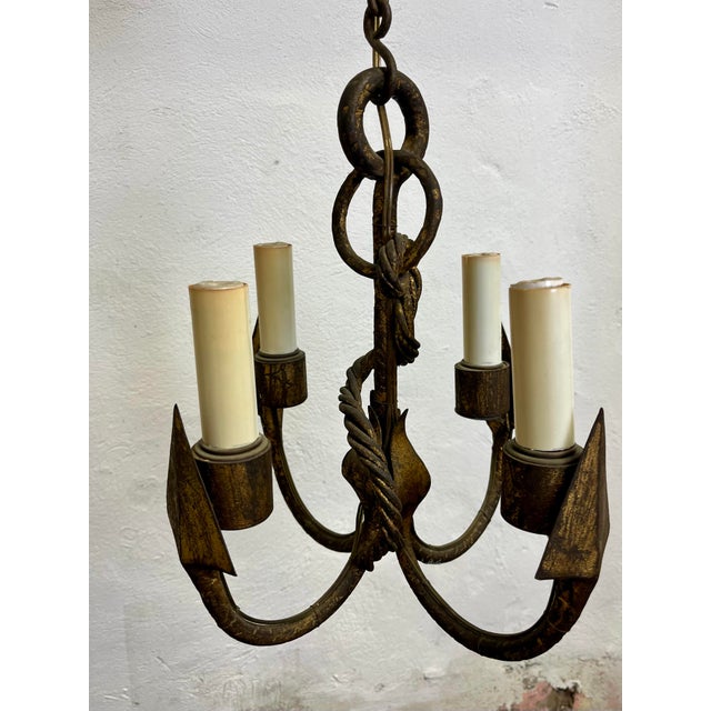 Vintage Nautical Anchor Iron Chandelier For Sale - Image 4 of 5