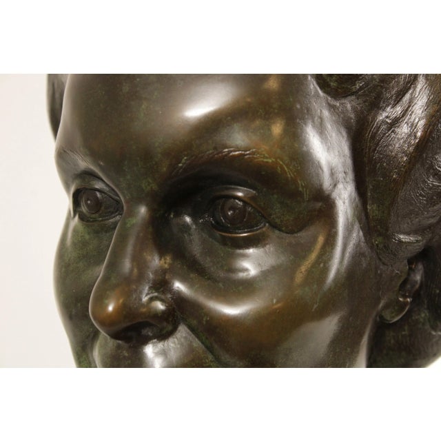 Green Vintage 1980s Bronze Female Bust by Cathy Hopkins For Sale - Image 8 of 12