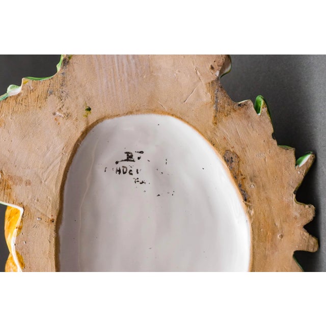 Ceramic Vintage Italian Majolica Vegetables Owl Art Pottery Cookie Jar Canister For Sale - Image 7 of 10