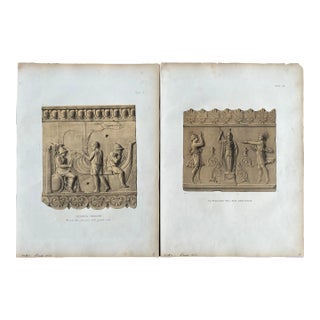 1852 Pair of Antique Prints of Architectural Friezes For Sale