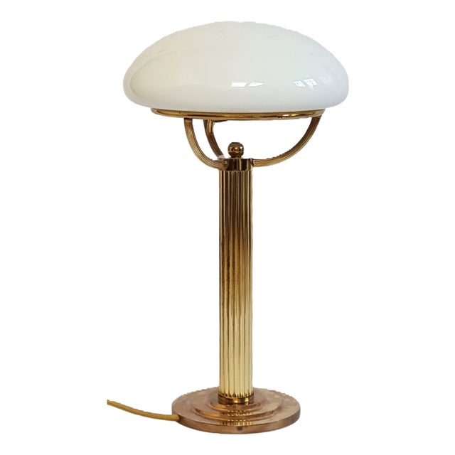 Brass Table Lamp with Opal Screen by Adolf Loos for Villa Steiner, 1950s For Sale