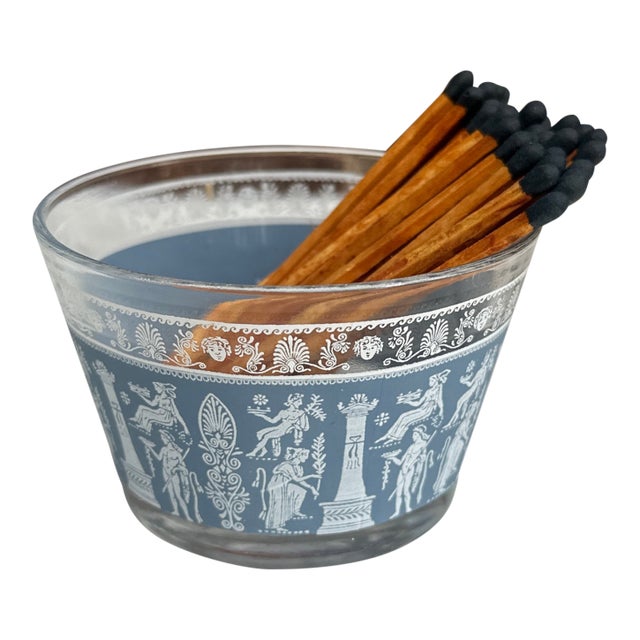 Set of 51, 1970s 50 Matchsticks and Glass Bowl For Sale