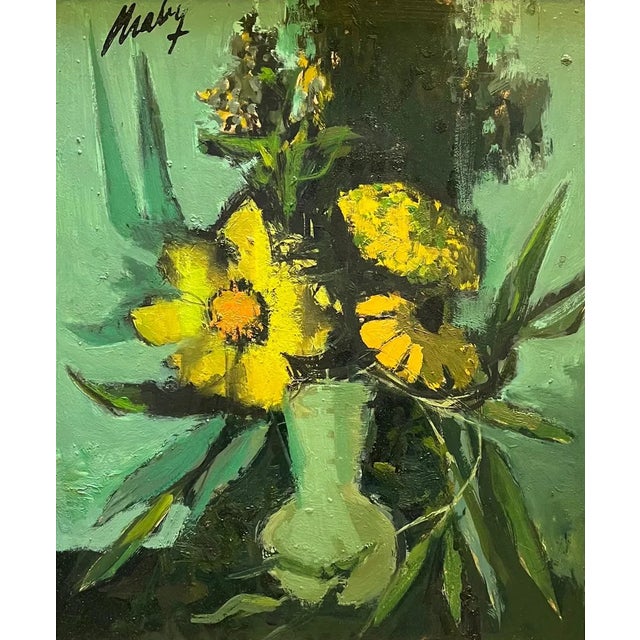 Frank Chabry, Flowers in a Vase, Oil on Masonite For Sale - Image 11 of 11