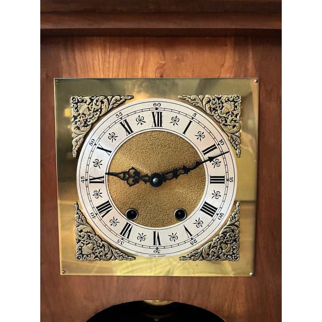 1980s Jauch West Germany Mahogany Mantle Clock- Circa 1970-1980 For Sale - Image 5 of 12
