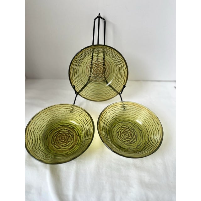 Mid-Century Modern Vintage Mid-Century Modern 1960s Anchor Hocking Avocado Green Glass Bowls- Set of 3 For Sale - Image 3 of 6