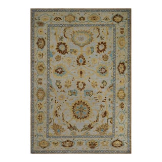 Afghan Sultanabad Wool 4x6 Taupe, Brown & Light Blue Handmade Area Rug #1143693 For Sale
