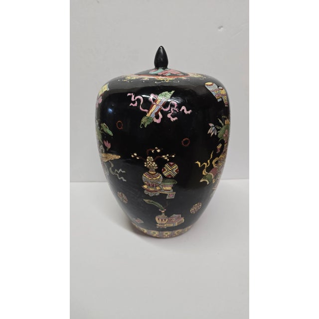 Vintage Famille Noire Ginger Jar With Vibrant Colored Designs For Sale - Image 11 of 11