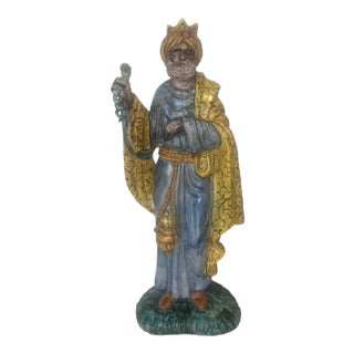 Vintage Italian Hand Painted Ceramic Royal Figure - Holiday Decor For Sale