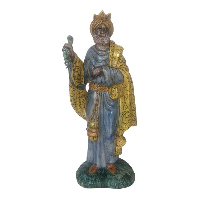 Vintage Italian Hand Painted Ceramic Royal Figure - Holiday Decor For Sale