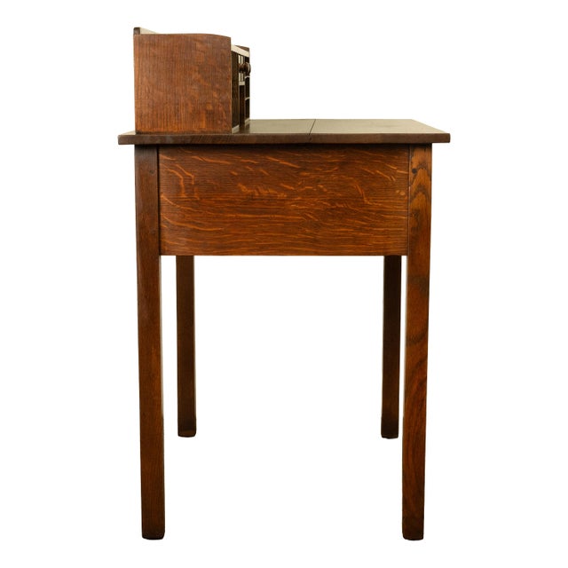 Arts & Crafts Antique American Arts & Crafts Mission Oak Gustav Stickley Postcard Desk 1905 For Sale - Image 3 of 12