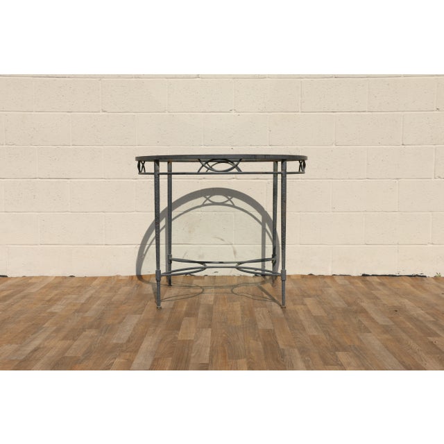 John Salterini Mario Papperzini for Salterini “Amalfi” Round Iron Dining Table With Glass Top | 1950s For Sale - Image 4 of 18
