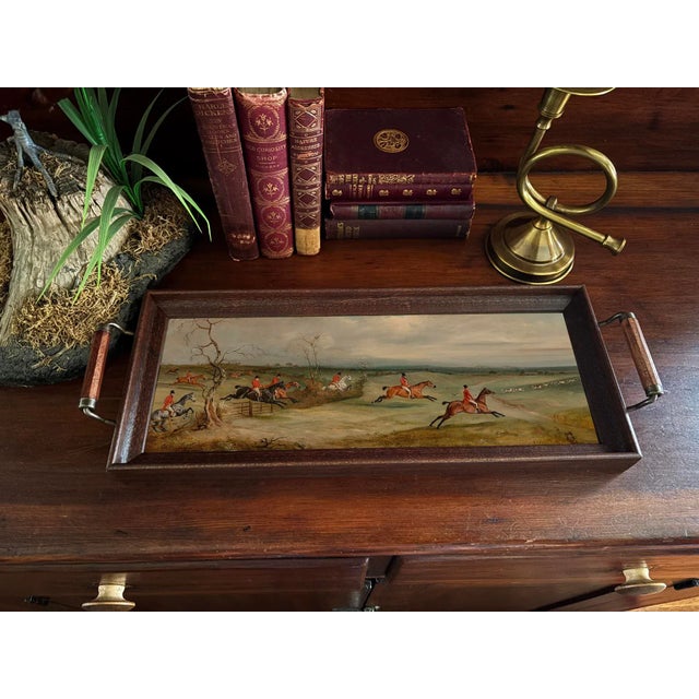 Not Yet Made - Made To Order Belvoir Fox Hunt Scene Handmade Wood and Glass Tray For Sale - Image 5 of 7