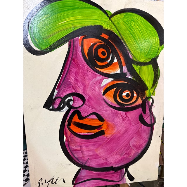 Abstract 1970s Peter Keil Original Cubist Portrait Painting For Sale - Image 3 of 6