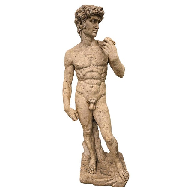 Gold Life-Size Marble Sculpture of David by Michelangelo Buonarroti, 1930s For Sale - Image 8 of 8