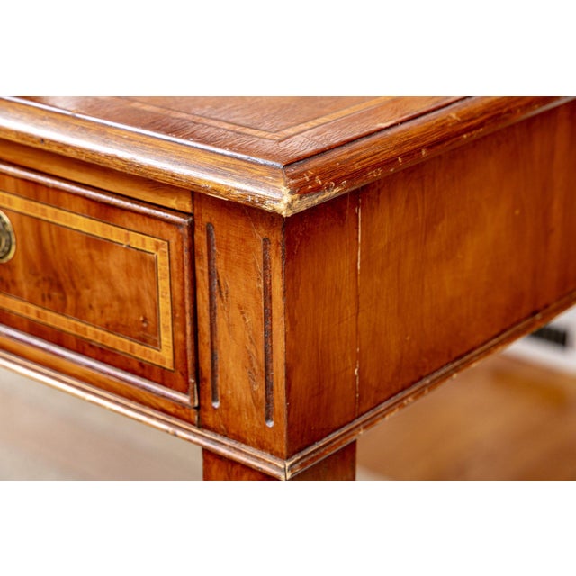 Brown Early 20th Century Chippendale Style Mahogany and Satinwood Writing Desk With Brass Hardware and Fall-Front Drawer For Sale - Image 8 of 11