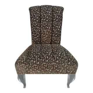 Mid Century Modern Phyllis Morris Lucite Slipper Chair W Cheetah Fabric For Sale