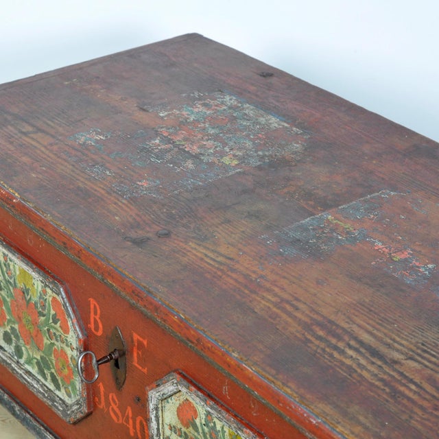 Folk Art Wedding Chest, 1849 For Sale - Image 17 of 18
