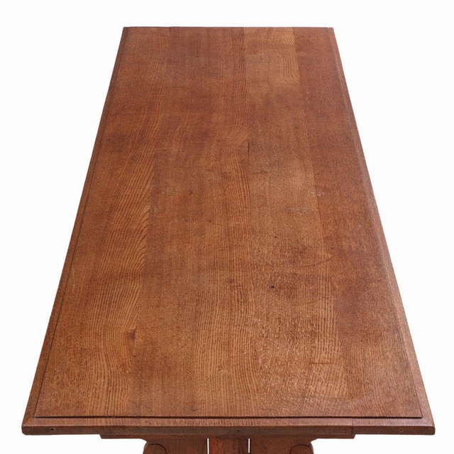 Traditional A Belgian Oak Monastery Trestle Table, C. 1880. For Sale - Image 3 of 4