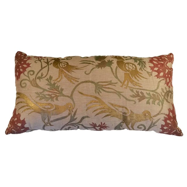 Chinese Flowers Sateen Linen Pillow Cover For Sale - Image 4 of 4
