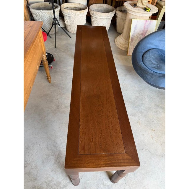 Brown 1980s Century Furniture Faux Bamboo Console / Sofa Table With Two Drawers For Sale - Image 8 of 17