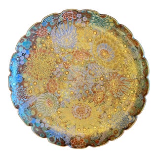 Antique Mid 19th Century Hand Painted Satsuma Plate Thousand Flowers For Sale