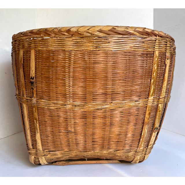 1960's Asian Wicker and Bamboo Basket Made in the People's Republic of China For Sale - Image 10 of 12
