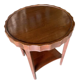 Art Deco Round Smoking Side Two-Tier Table With Bottle Cap Top