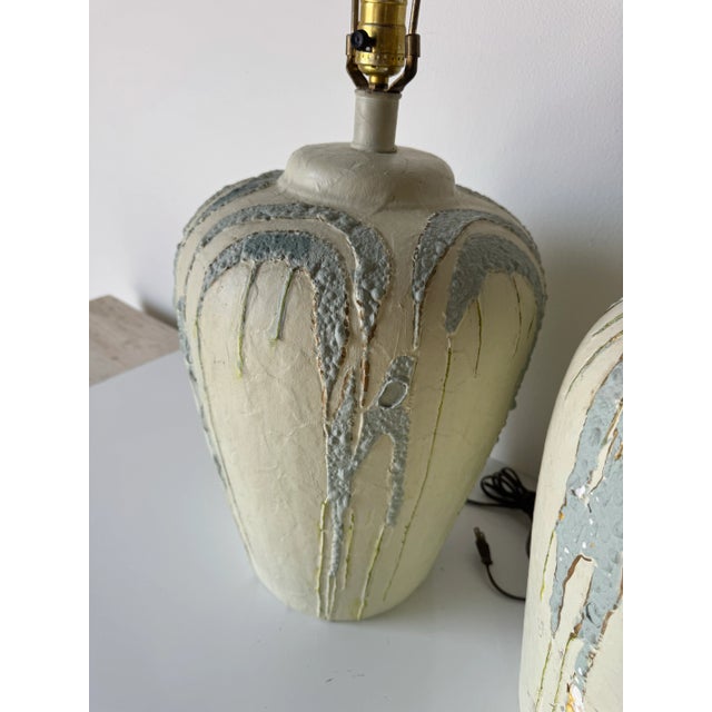 1980’s Vintage Hand-Painted Ceramic Table Lamps – A Pair/ Sold For Sale In Miami - Image 6 of 12
