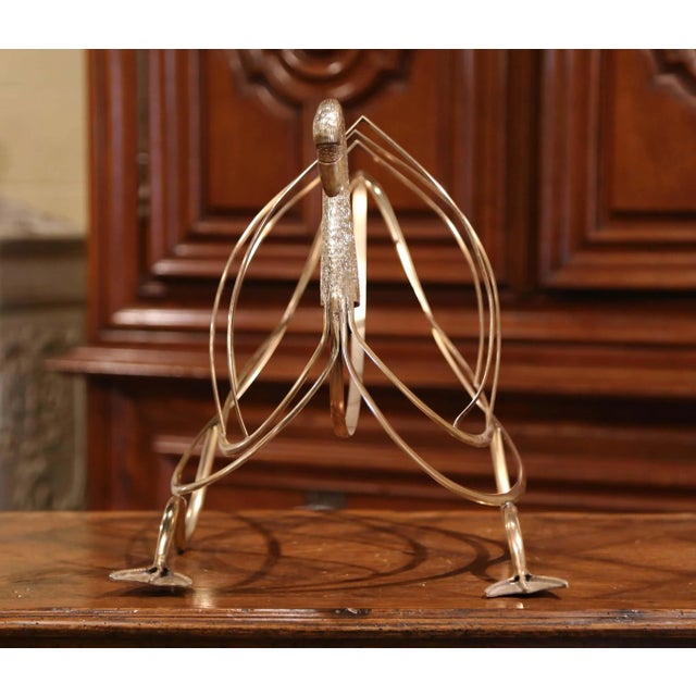 Mid-Century French Brass Swan Magazine Rack Attributed to Maison Jansen For Sale In Dallas - Image 6 of 8