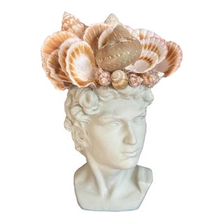 Shell-Encrusted Bust in Farrow & Ball “Blue Gray” For Sale