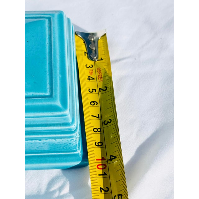 Vintage Atlantic Mold Turquoise Ceramic Trinket Box, Mid-Century Modern Studio Pottery For Sale - Image 4 of 12