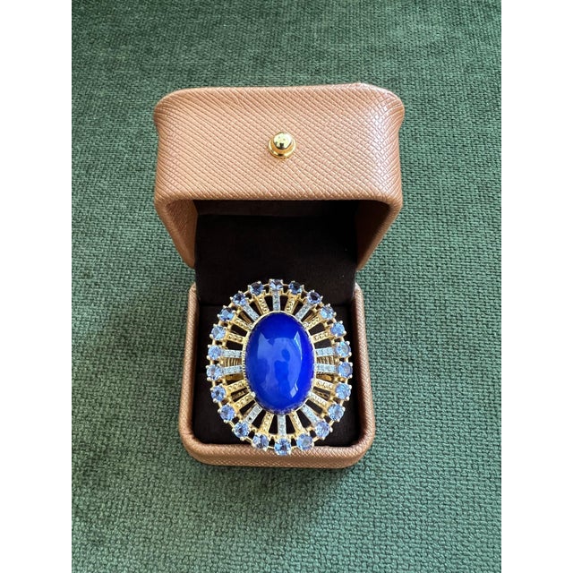 Bochic "Orient" Vintage Diamond, Blue Opal & Tanzanite Ring Set 18K Gold & Silver For Sale - Image 12 of 18