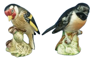 20th Century Ceramic Goldfinch and Stonechat Birds from Beswick, England, 1900s, Set of 2
