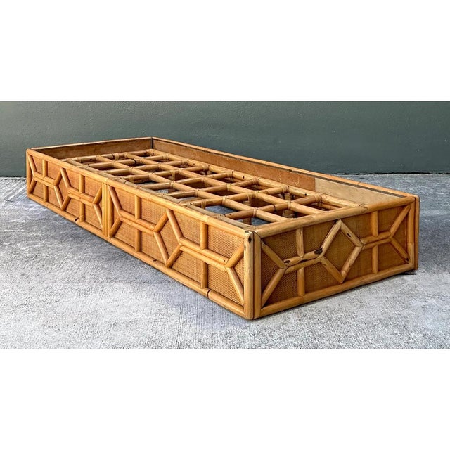 Wood Vintage Rattan Chaise Platform For Sale - Image 7 of 12