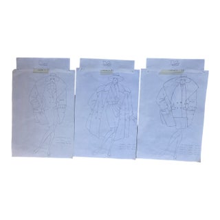 Vintage Christian Dior Original Fashion Production Drawings - Set of 3 Couture Archive Sketches For Sale