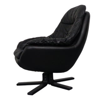 Leather Swivel Chair by H. W. Klein for Bramin, Denmark, 1970s For Sale