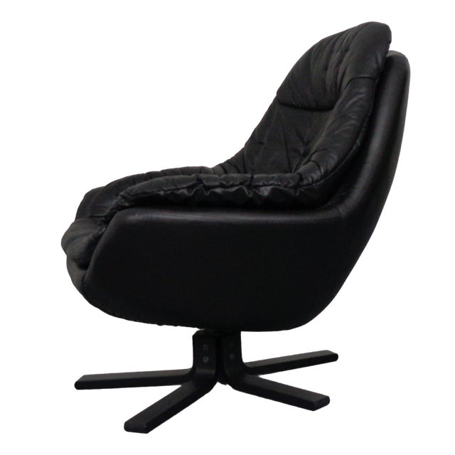 Leather Swivel Chair by H. W. Klein for Bramin, Denmark, 1970s For Sale