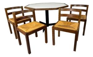 Mid-Century Modern Brutalist Wenge Wood and Steel Dining Table and Chairs by Martin Visser for T Spectrum, 1960s, Set of 5