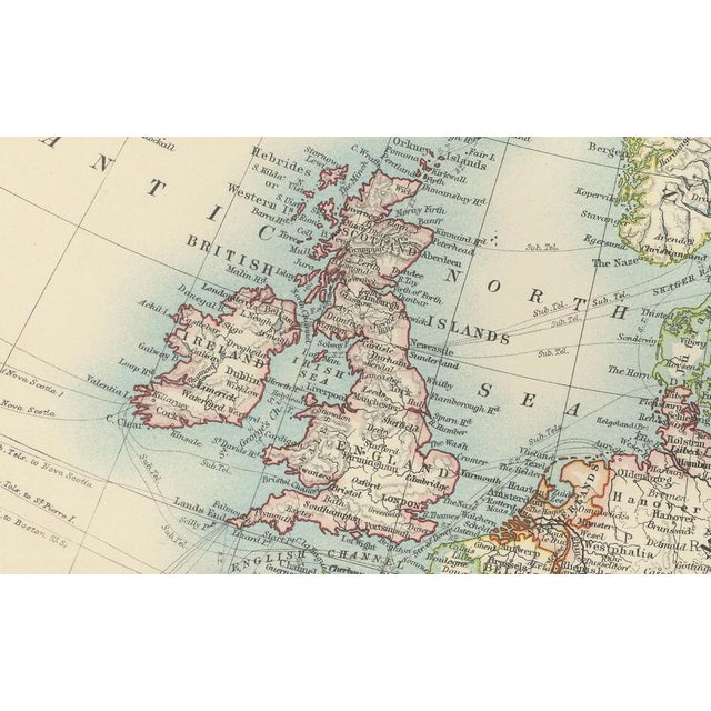 Title: Antique Map of Europe, 1903, with Intricate Political Boundaries and Rich Detail : This antique map, titled...