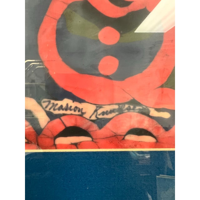 Mid Century Batik Painting Red Bow Marion Knudsen For Sale - Image 4 of 5