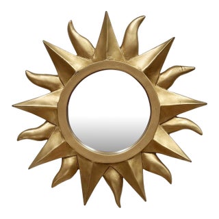 Vintage Aztec Gold Sunburst Wall Mirror For Sale
