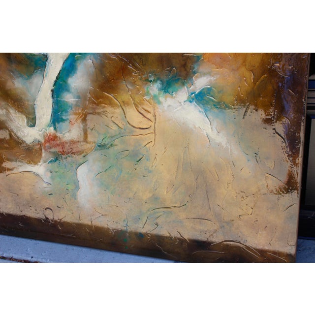 Textile 5' Signed Modern Contemporary Abstract Painting For Sale - Image 7 of 9