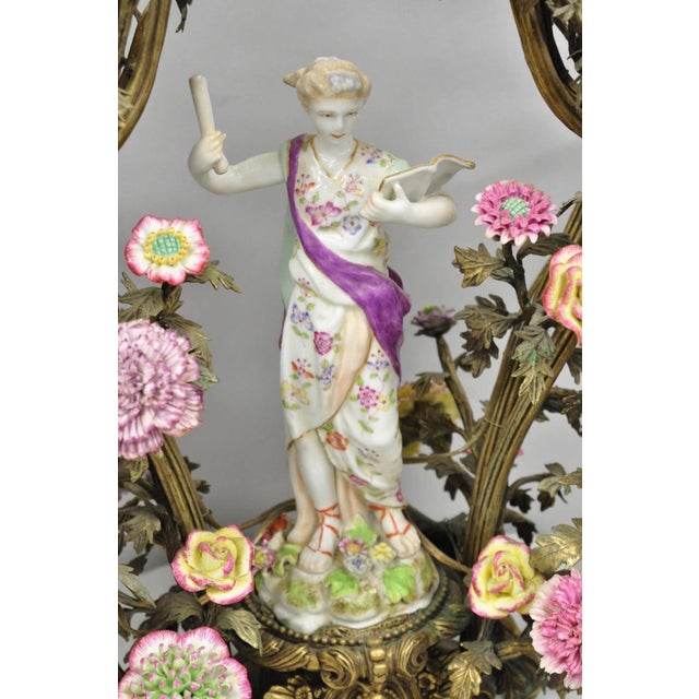 Late 20th Century French Louis XV Repro Bronze & Porcelain Candelabra Lamps by United Wilson, Pair For Sale - Image 13 of 18