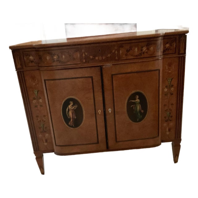 1920’s English Hand Painted Buffet Dresser Commode Cabinet For Sale