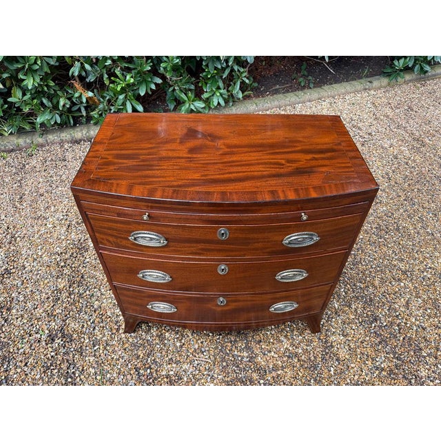 Georgian Mahogany Bow-Fronted Chest of Drawers, 1820s For Sale - Image 4 of 11
