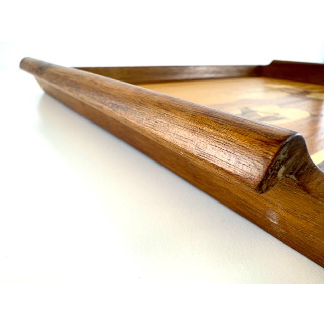Vintage Philippine Marquetry Wood Frog & Lily Pad Serving Tray For Sale - Image 9 of 13