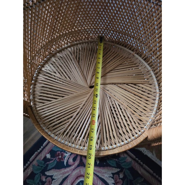 Chocolate 1990s Wicker Fan Back Chair For Sale - Image 8 of 10