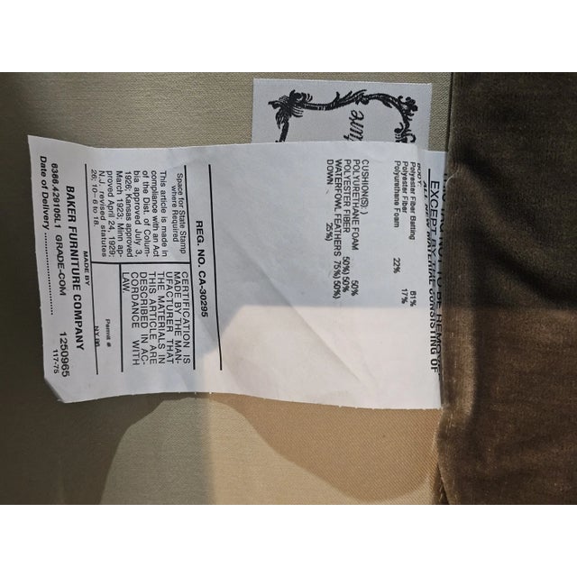 Pair of Late 20th Century Baker Furniture Slipper Chair Lounge Chair High End Velvet Upholstery For Sale - Image 10 of 10