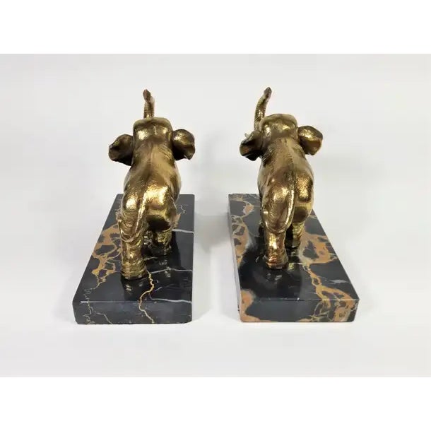 Pair of 1920s French Art Deco Marble Elephant Bookends For Sale - Image 9 of 14